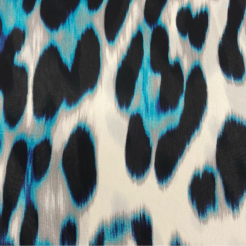 Worthington Abstract Leopard Print Sleeveless Blouse Women 2X Teal Black White - Picture 6 of 6